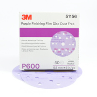 3M Purple Finishing Film Disc Dust Free P600, 51156 (50 Discs)