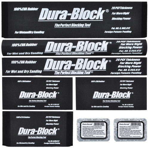 6pc Dura-Block Auto Body Hand Sanding Block Kit AF44A Closed Cell EVA Rubber 
