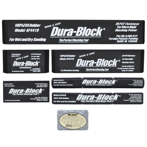 Dura-Block 7 piece Hook & Loop kit - AF44HL + H&L Sandpaper rolls 34440 & 34442