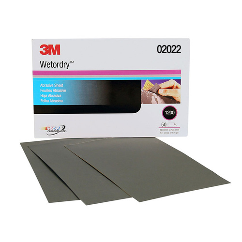 3M Wetordry Abrasive Sheet 1200 (50 Sheets per Box), 02022