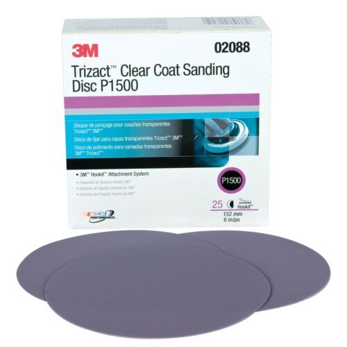3M Trizact Clearcoat Sanding Disc, 02088 P1500 150mm (25 Discs)