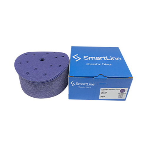 Smartline Ceramic Velcro Discs 150mm/6inch P080 Purple 15 Hole  (50 discs)