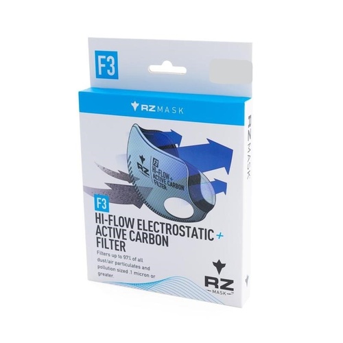 RZ Mask PREMIUM F3 HIGH AIRFLOW 99% + ACTIVE CARBON FILTER Replacement  - 3 Pack - X Large